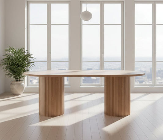 MISTRAL ASH TIMBER OVAL DINING TABLE NATURAL 210CM - MyChocolateWood
