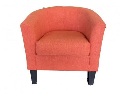 LEOPOLD  SOLID TIMBER/FABRIC TUB CHAIR LOUNGE CHAIR ACCENT CHAIR TANGERINE