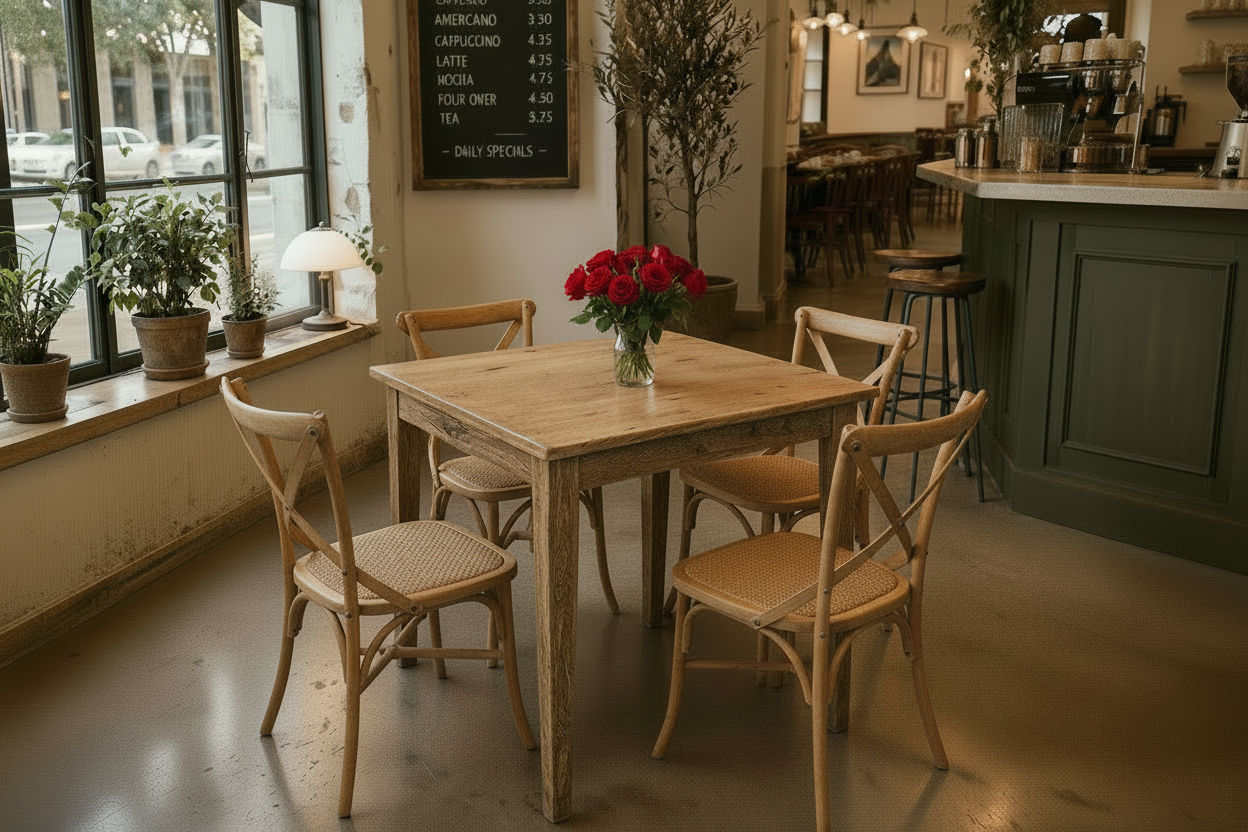 TARA 4-SEATER SQUARE DINING TABLE IN SOLID OAK WITH A NATURAL FINISH 90CM - MyChocolateWood