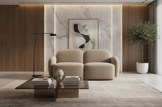 LORELEI 2-SEATER MODULAR CHENILLE SOFA TAUPE COLOUR - MyChocolateWood
