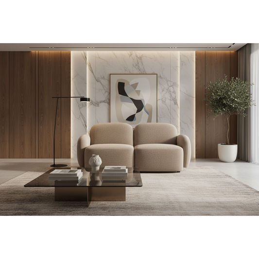 LORELEI 2-SEATER MODULAR CHENILLE SOFA TAUPE COLOUR - MyChocolateWood