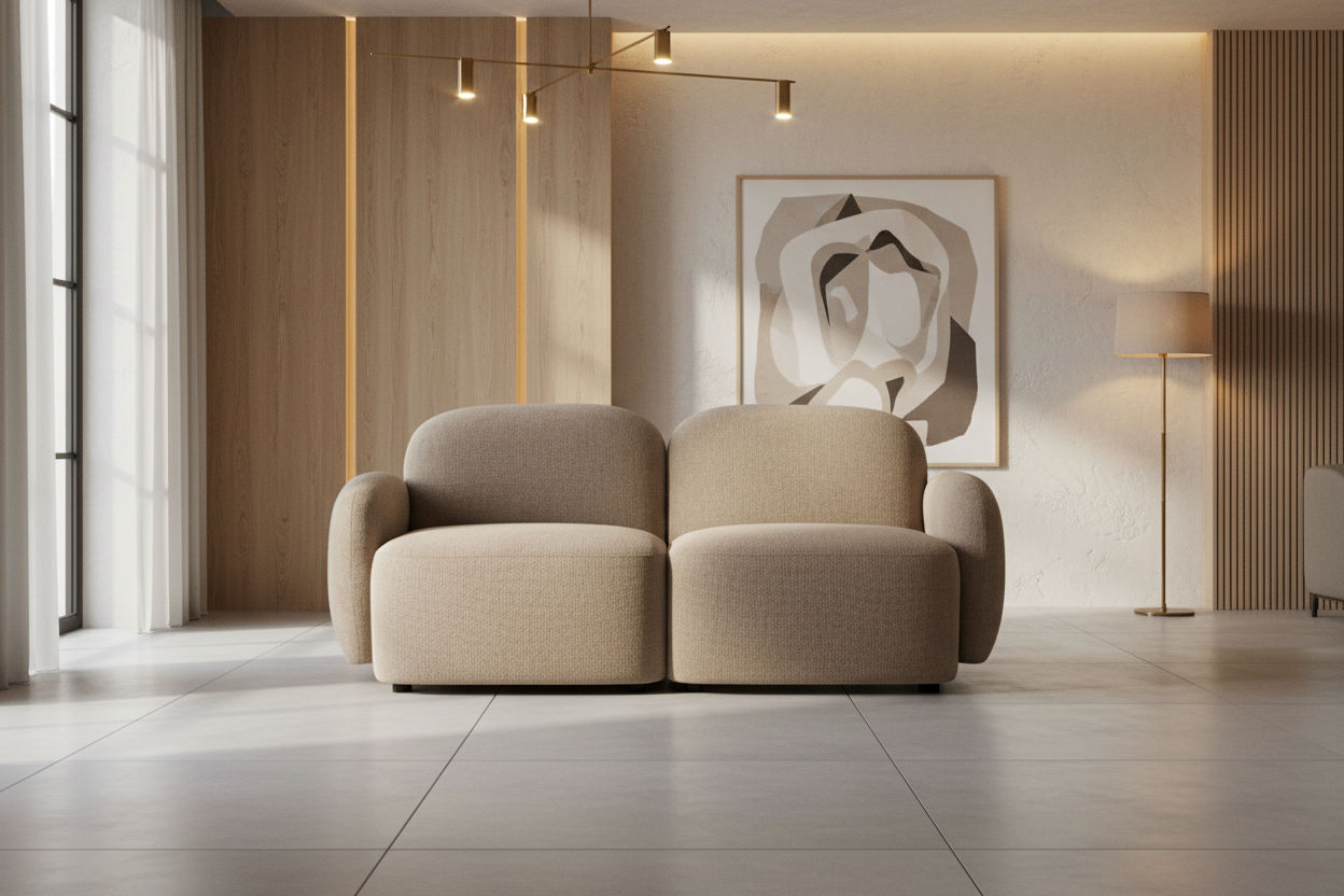 LORELEI 2-SEATER MODULAR CHENILLE SOFA TAUPE COLOUR - MyChocolateWood