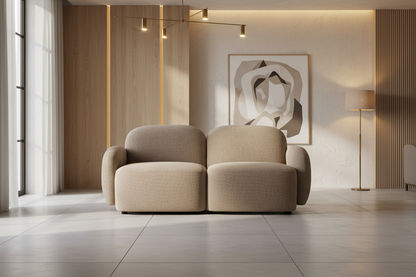 LORELEI 2-SEATER MODULAR CHENILLE SOFA TAUPE COLOUR - MyChocolateWood
