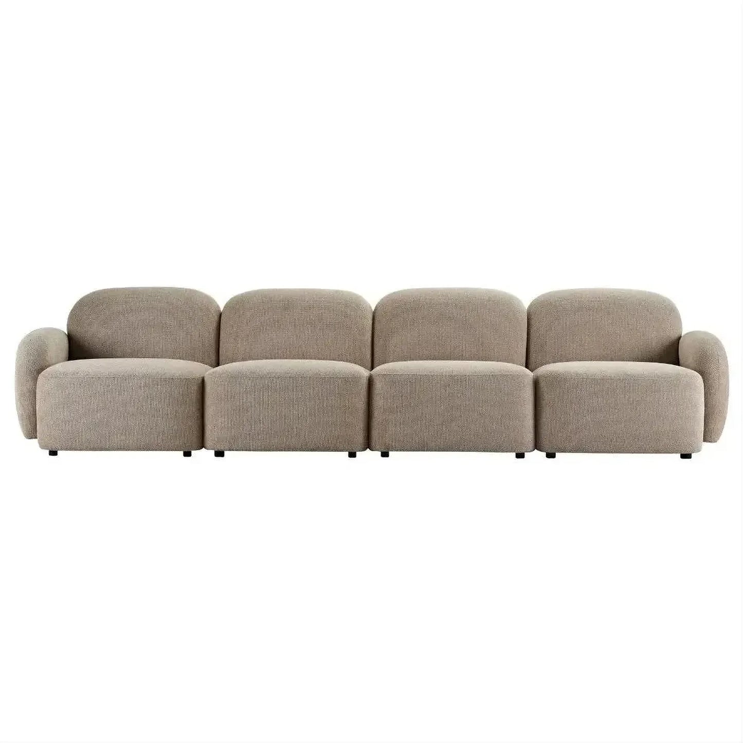 Lorelei 4-Seater Modular Chenille Sofa in Taupe - Chocolate Wood