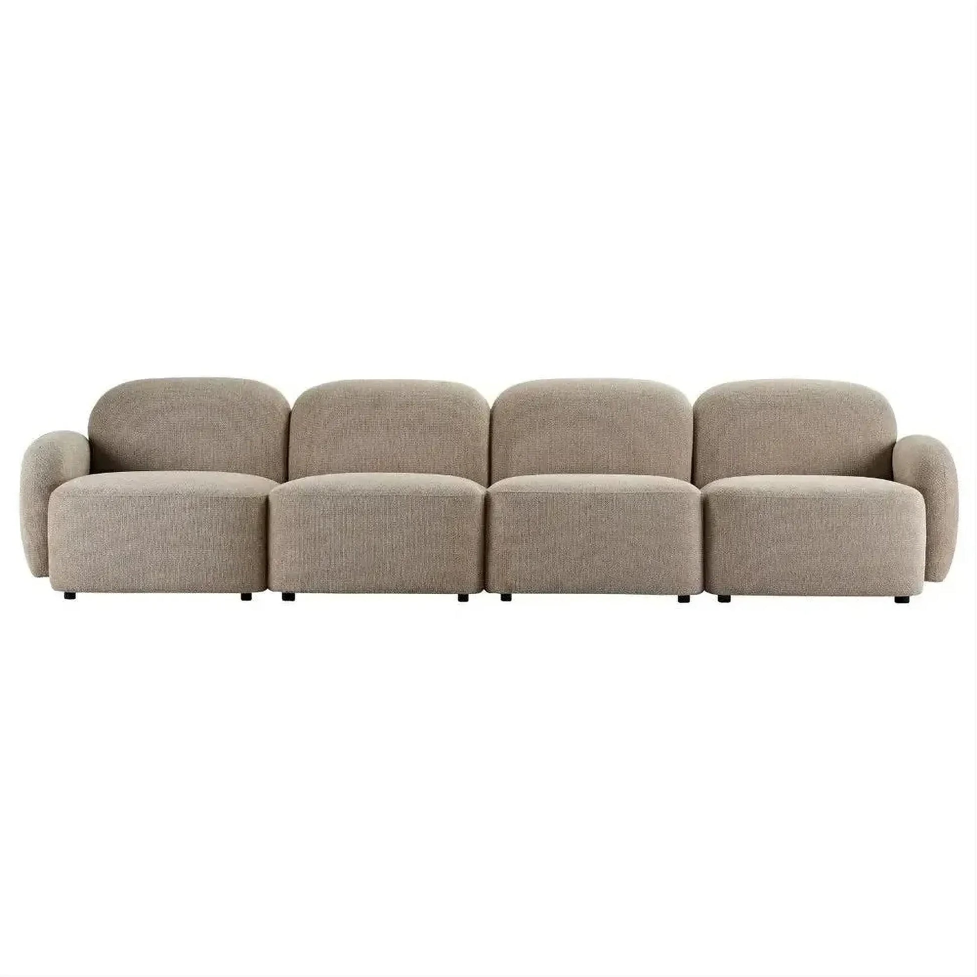 Lorelei 4-Seater Modular Chenille Sofa in Taupe - Chocolate Wood