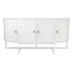 Ennis Oak & Oak Veneer 4-Door Buffet / Sideboard in White - Chocolate Wood