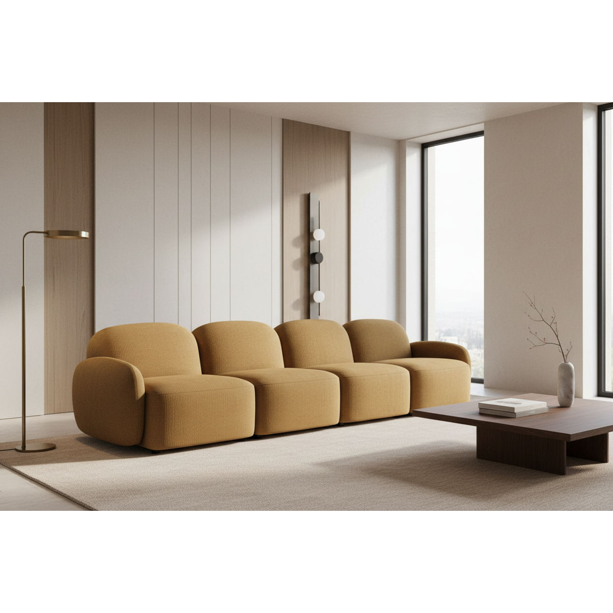 LORELEI  4-SEATER MODULAR FABRIC SOFA - TOFFEE COLOUR - MyChocolateWood