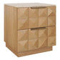 Hampshire 2-Drawer Bedside Table in Natural Oak with Travertine Top - Chocolate Wood