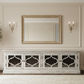 Reina Greywashed Recycled Timber 4-Door TV Unit with Heritage Metal Panels - Chocolate Wood