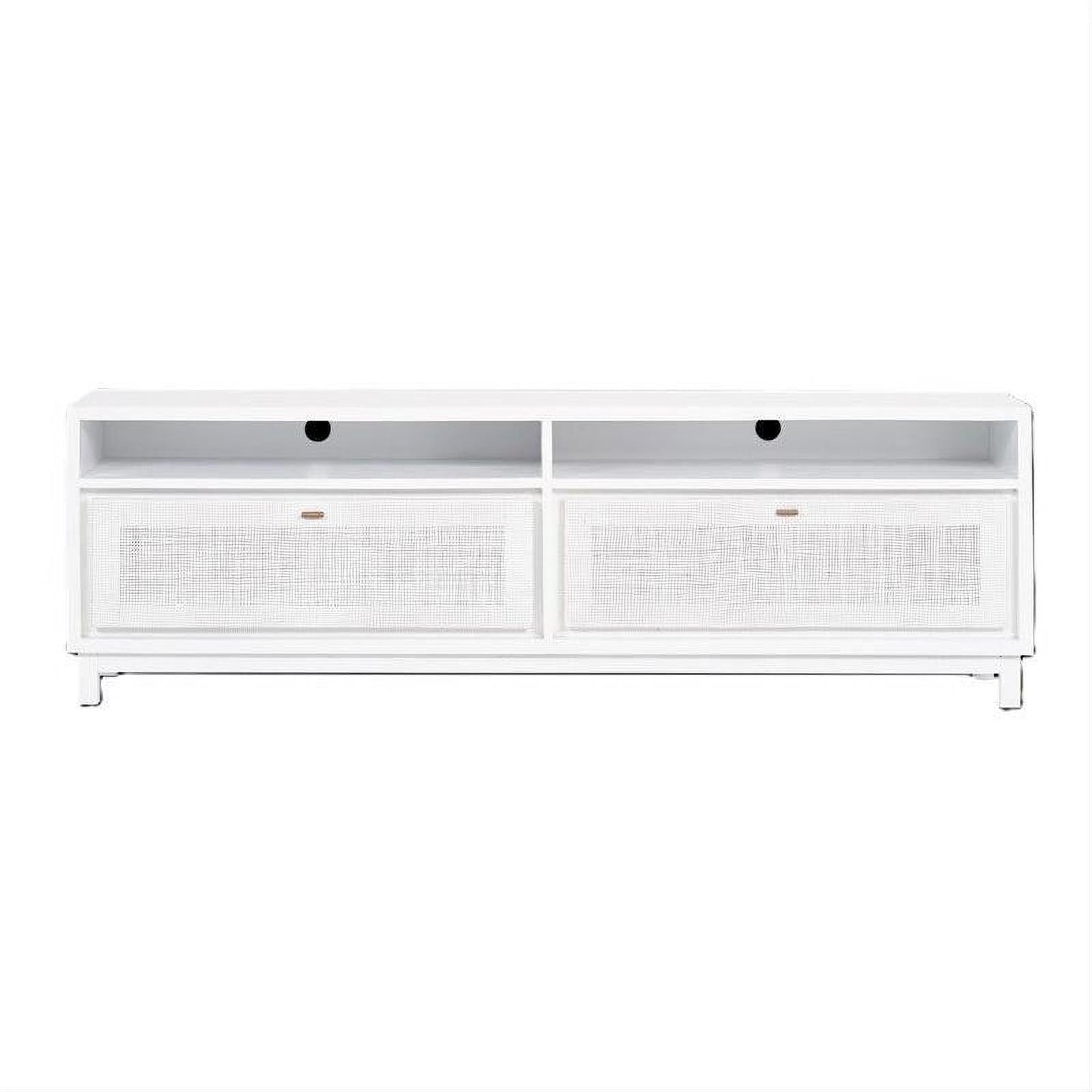 GALILEO TV UNIT IN MINDI WOOD RATTAN WEBBING 180CM WHITE