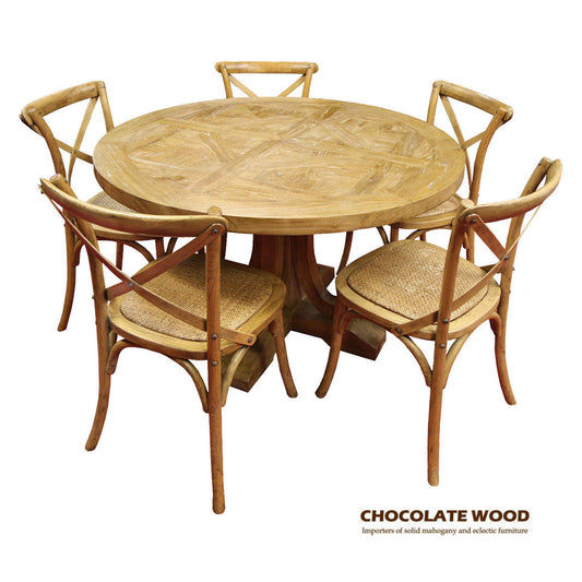 VALENTINA RECLAIMED ELM WOOD ROUND DINING TABLE 150CM- ALL NATURAL - MyChocolateWood