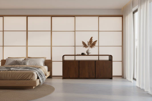 Gatsby Solid Mindi Timber 3-Door Buffet / Sideboard 150cm in Walnut - Chocolate Wood