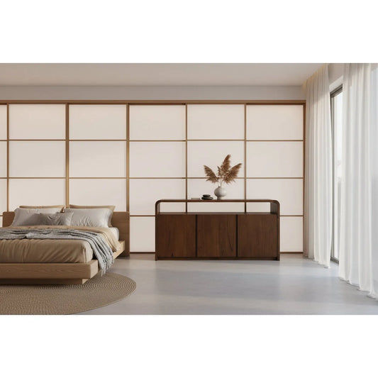 Gatsby Solid Mindi Timber 3-Door Buffet / Sideboard 150cm in Walnut - Chocolate Wood