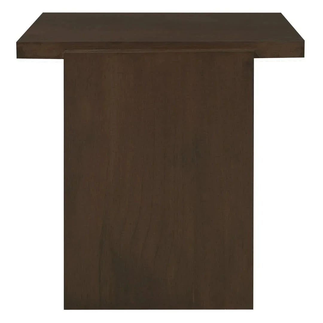 Hudson Solid Mindi Timber Block Side Table in Walnut - Chocolate Wood