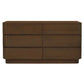 Gatsby Solid Mindi Timber 6-Drawer Dresser / Chest of Drawers in Walnut - Chocolate Wood