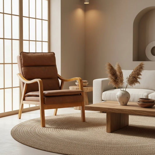 NAVONA RICH BROWN PU ACCENT ARMCHAIR - MyChocolateWood