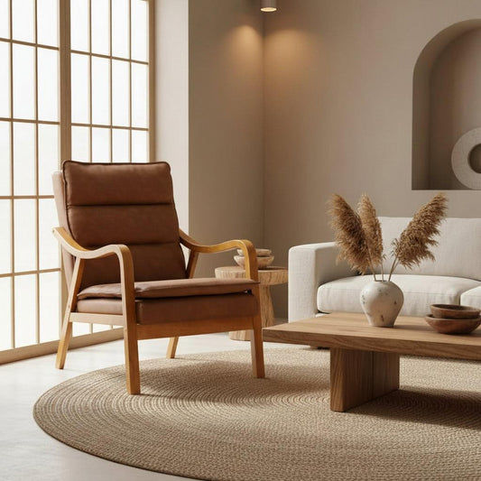NAVONA RICH BROWN PU ACCENT ARMCHAIR - MyChocolateWood