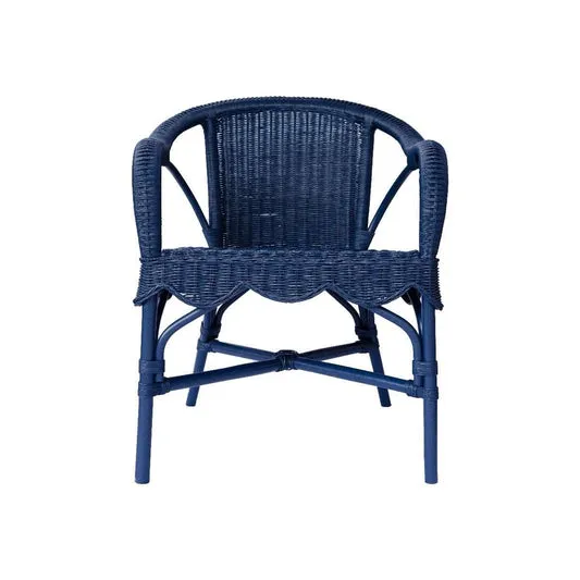 WENGLOR DEEP BLUE RATTAN ARMCHAIR ACCENT CHAIR/ LOUNGE CHAIR - MyChocolateWood