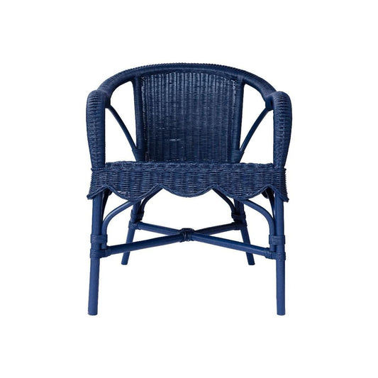 WENGLOR DEEP BLUE RATTAN ARMCHAIR ACCENT CHAIR/ LOUNGE CHAIR