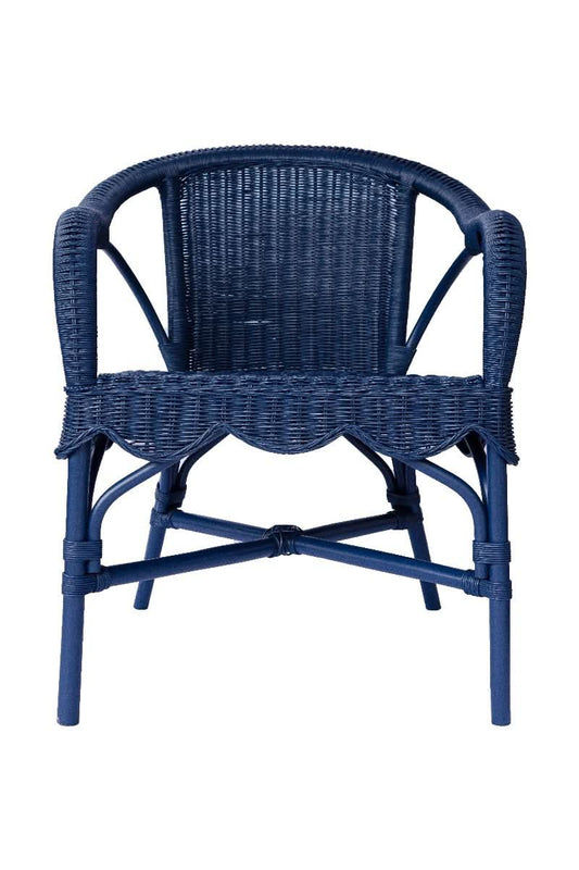 WENGLOR DEEP BLUE RATTAN ARMCHAIR ACCENT CHAIR/ LOUNGE CHAIR - MyChocolateWood