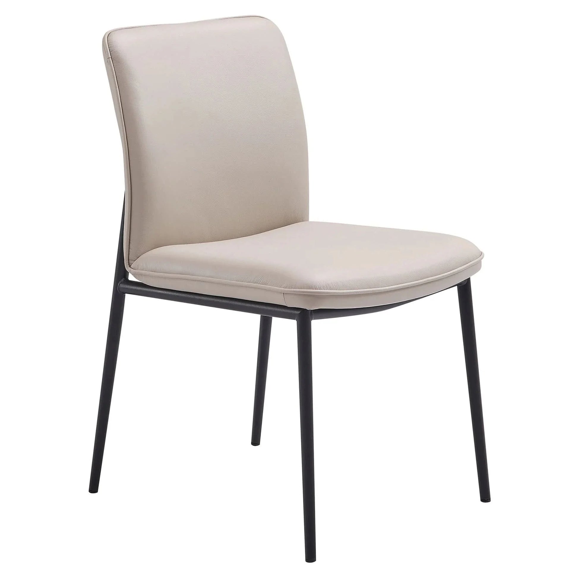Bolzano Leather & Metal Dining Chair in Wheat & Black - Chocolate Wood