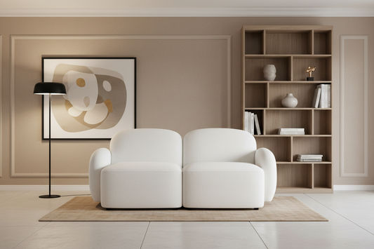 LORELEI 2-SEATER MODULAR CHENILLE SOFA WHITE COLOUR - MyChocolateWood