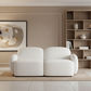 Lorelei 2-Seater Modular Chenille Sofa in White - Chocolate Wood