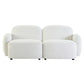 Lorelei 2-Seater Modular Chenille Sofa in White - Chocolate Wood