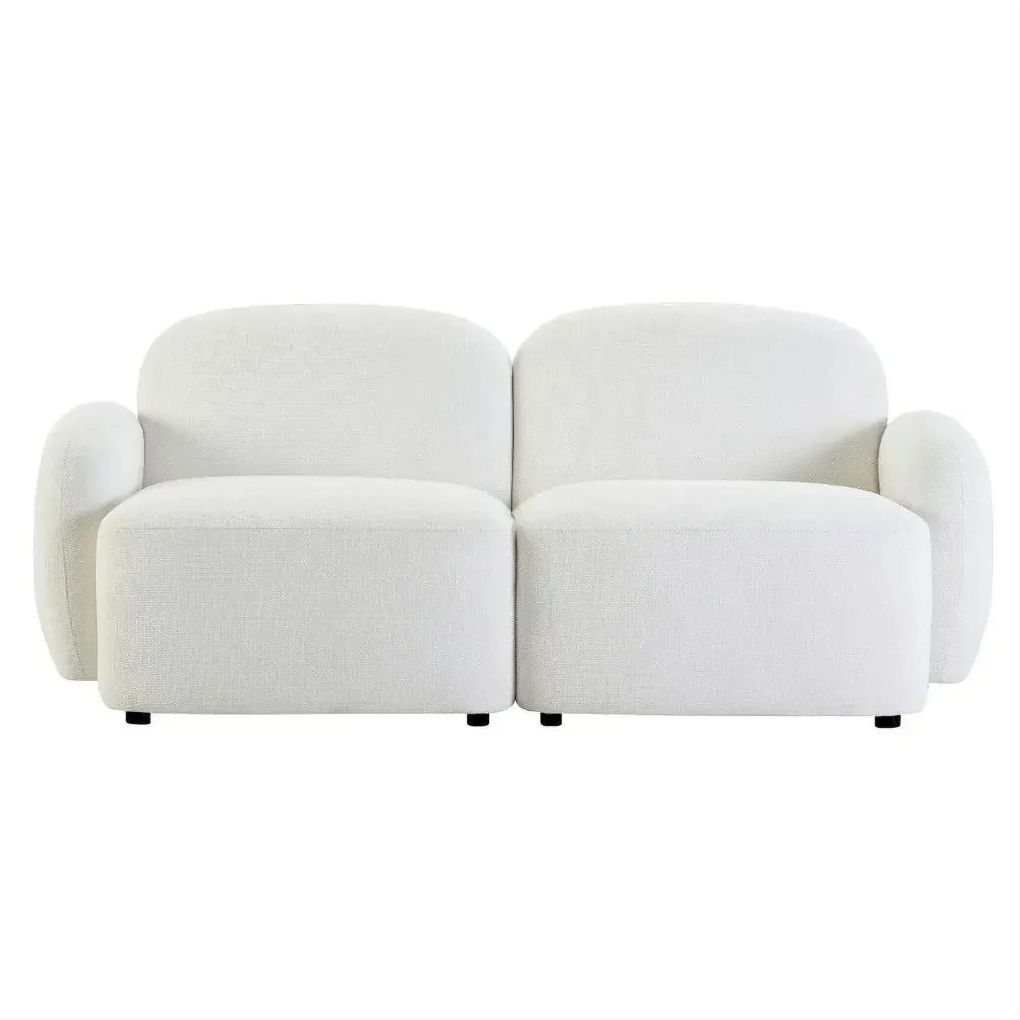 Lorelei 2-Seater Modular Chenille Sofa in White - Chocolate Wood