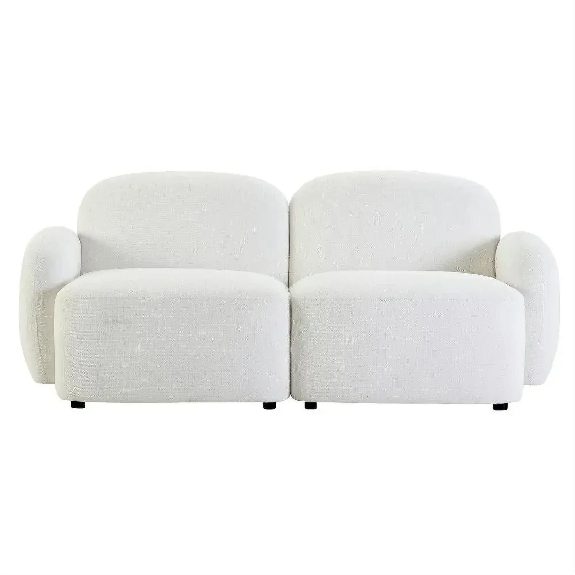 Lorelei 2-Seater Modular Chenille Sofa in White - Chocolate Wood