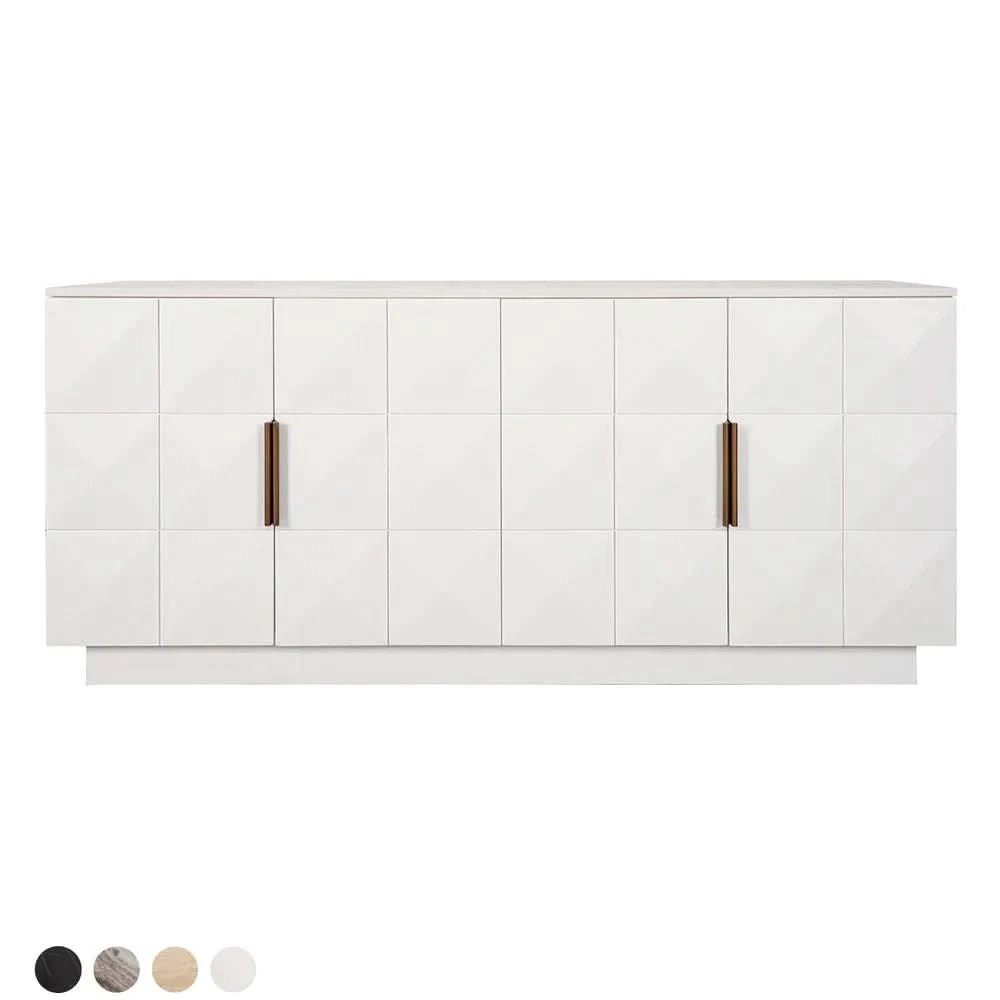 HAMPSHIRE WHITE MARBLE/ WHITE OAK 4-DOOR BUFFET/SIDEBOARD - MyChocolateWood