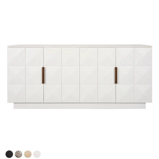 HAMPSHIRE WHITE MARBLE/ WHITE OAK 4-DOOR BUFFET/SIDEBOARD - MyChocolateWood