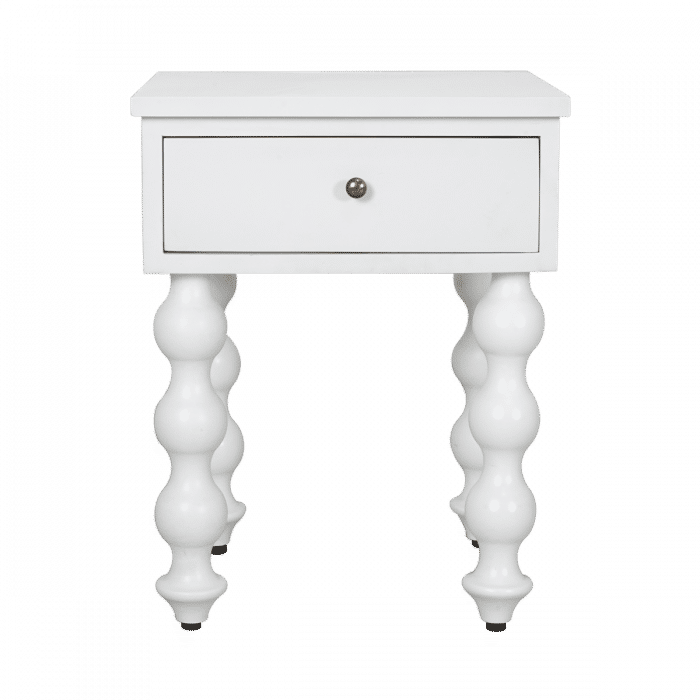 CAROLYN MINDI WOOD 1-DRAWER BEDSIDE TABLE WHITE - MyChocolateWood