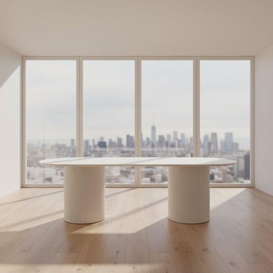 BELGRAVIA OVAL DINING TABLE 240CM WHITE - MyChocolateWood