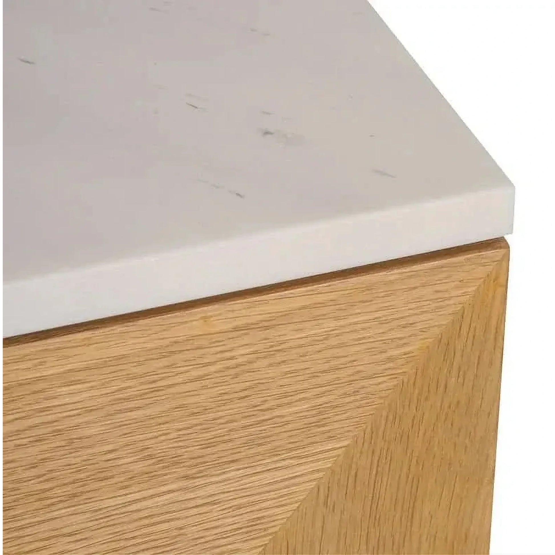 Hampshire 4-Door Buffet in Natural Oak with White Marble Top - Chocolate Wood
