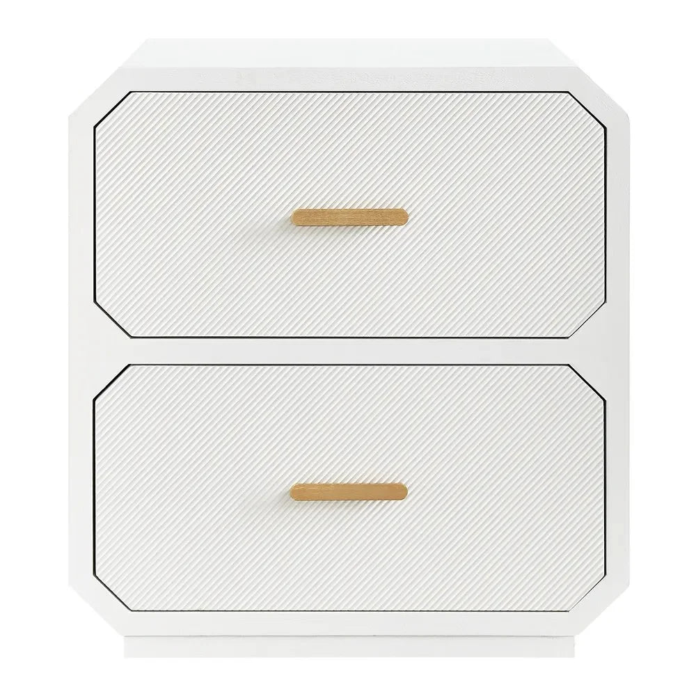 DELGARDO HAMPTON STYLE 2-DRAWER BEDSIDE TABLE WHITE - MyChocolateWood