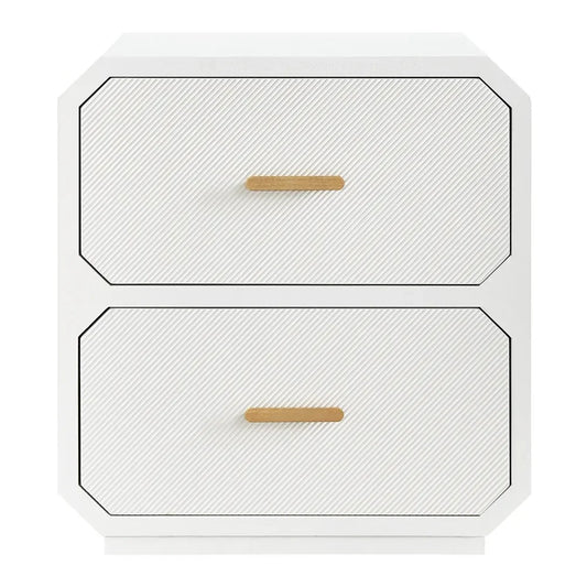 DELGARDO HAMPTON STYLE 2-DRAWER BEDSIDE TABLE WHITE - MyChocolateWood