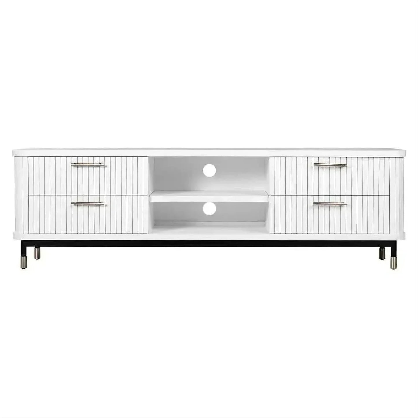Pembroke Oak 4-Drawer TV Unit 200cm in White - Chocolate Wood