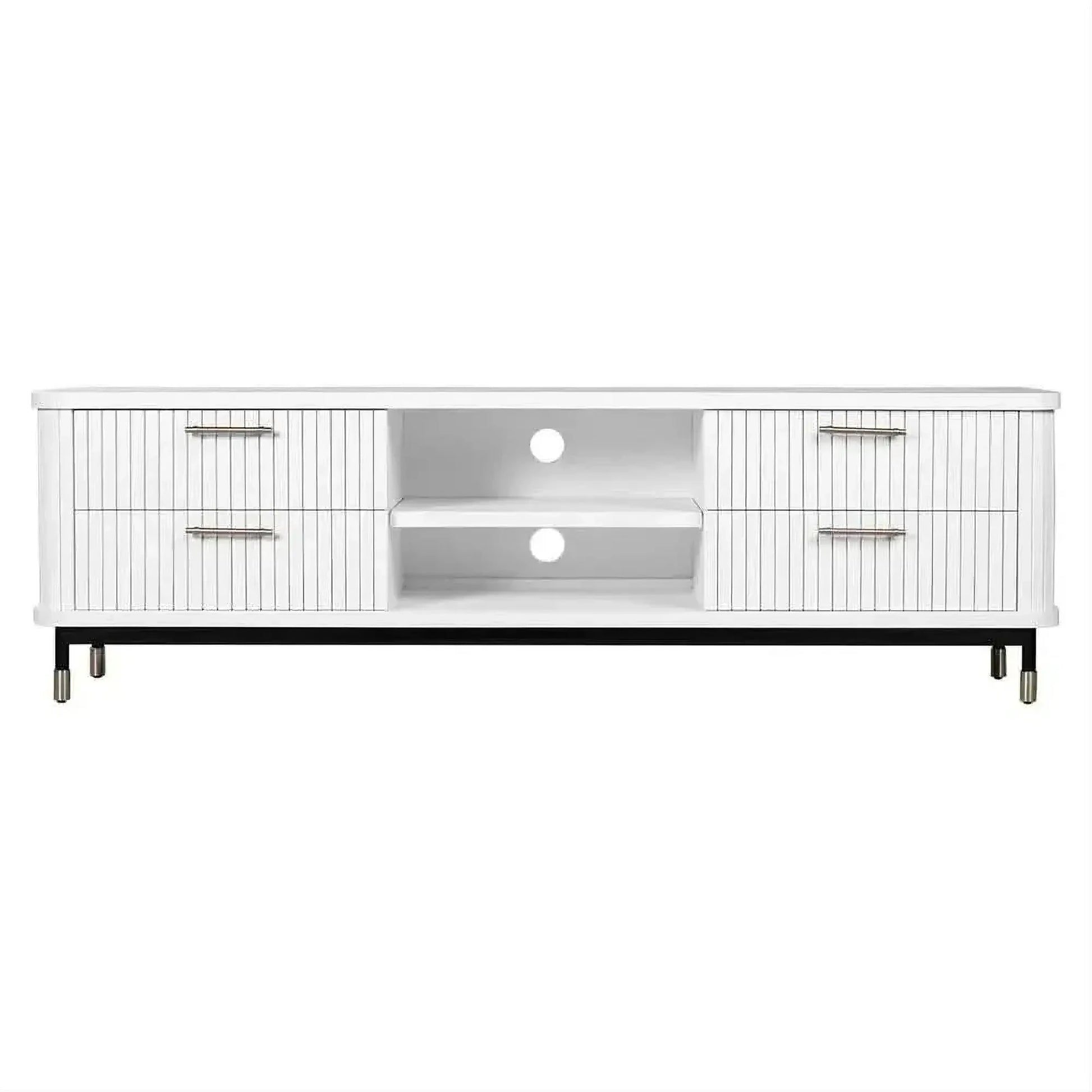 Pembroke Oak 4-Drawer TV Unit 200cm in White - Chocolate Wood