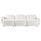 Lorelei 3-Seater Modular Chenille Sofa in White - Chocolate Wood