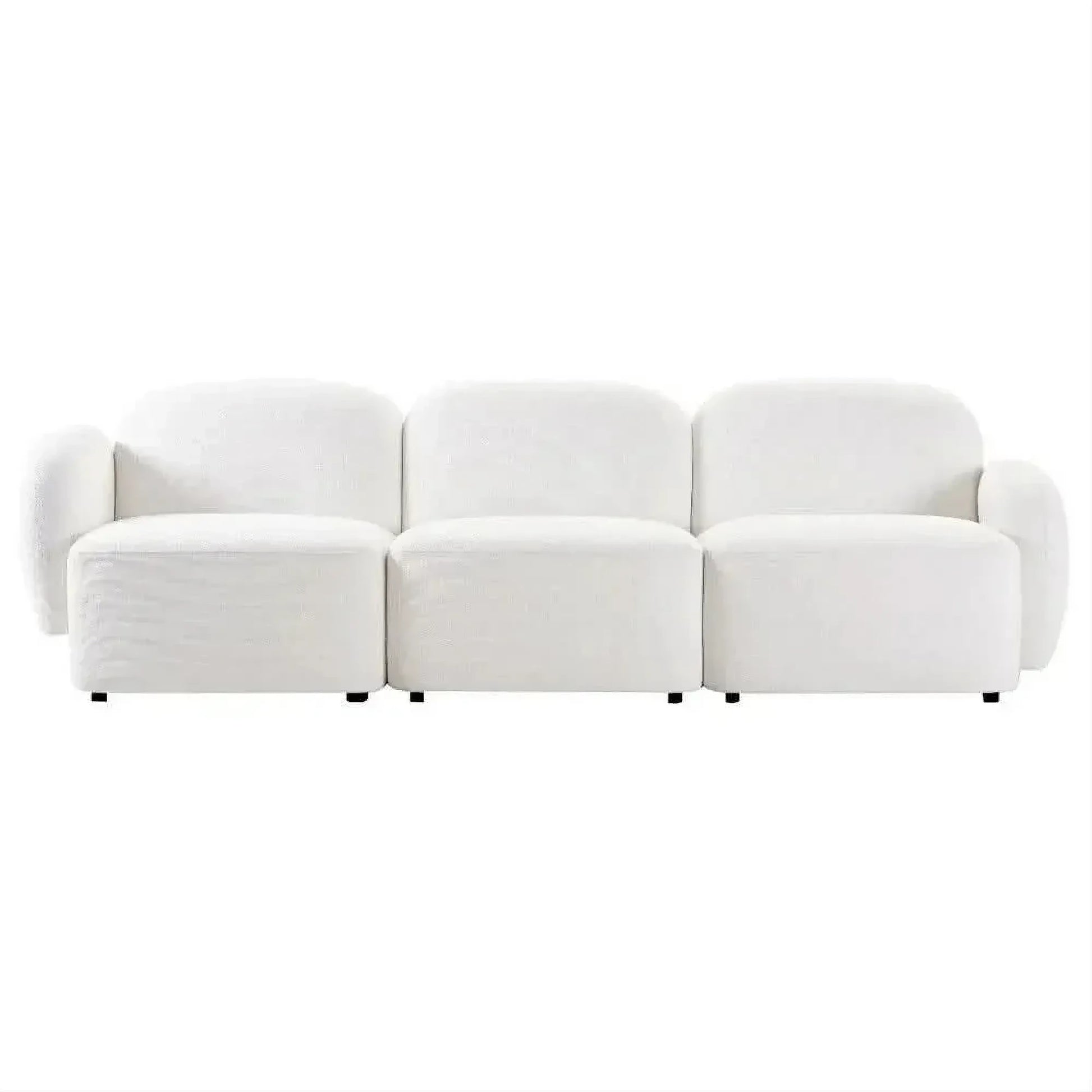 Lorelei 3-Seater Modular Chenille Sofa in White - Chocolate Wood