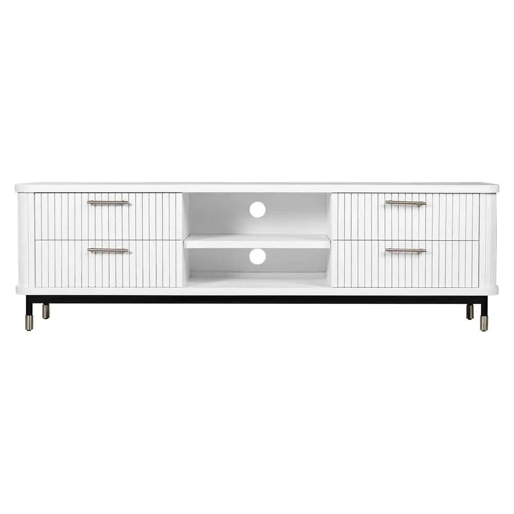 PEMBROKE OAK TIMBER 4-DRAWER TV UNIT ETU WHITE 200CM - MyChocolateWood