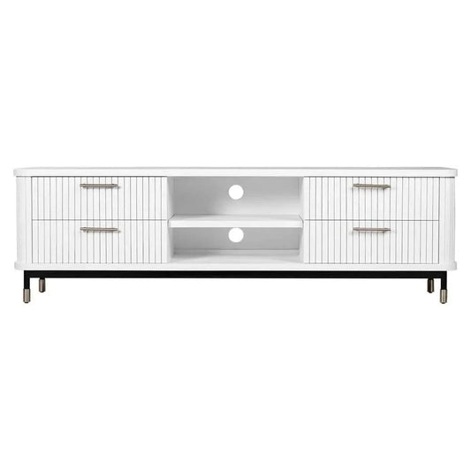 PEMBROKE OAK TIMBER 4-DRAWER TV UNIT ETU WHITE 200CM - MyChocolateWood