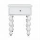 Carolyn Mindi Wood 1-Drawer Bedside Table in White - Chocolate Wood