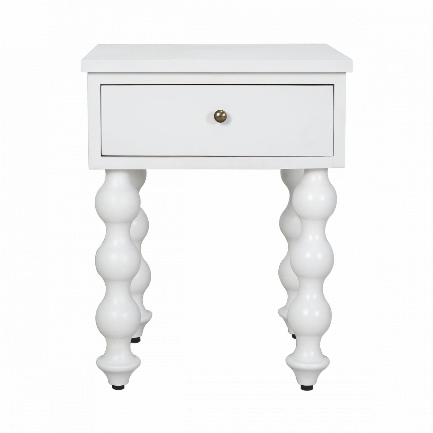 Carolyn Mindi Wood 1-Drawer Bedside Table in White - Chocolate Wood