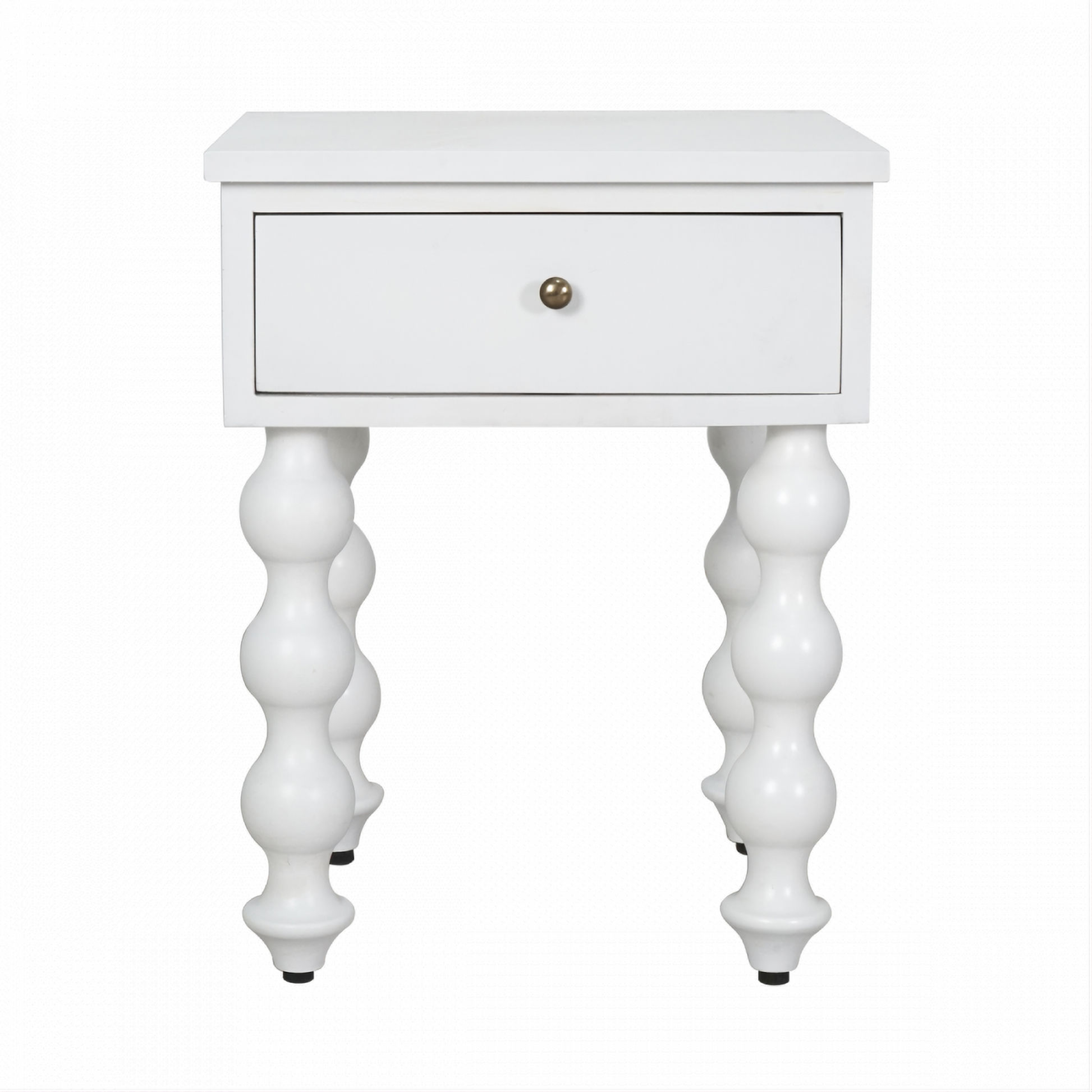 Carolyn Mindi Wood 1-Drawer Bedside Table in White - Chocolate Wood