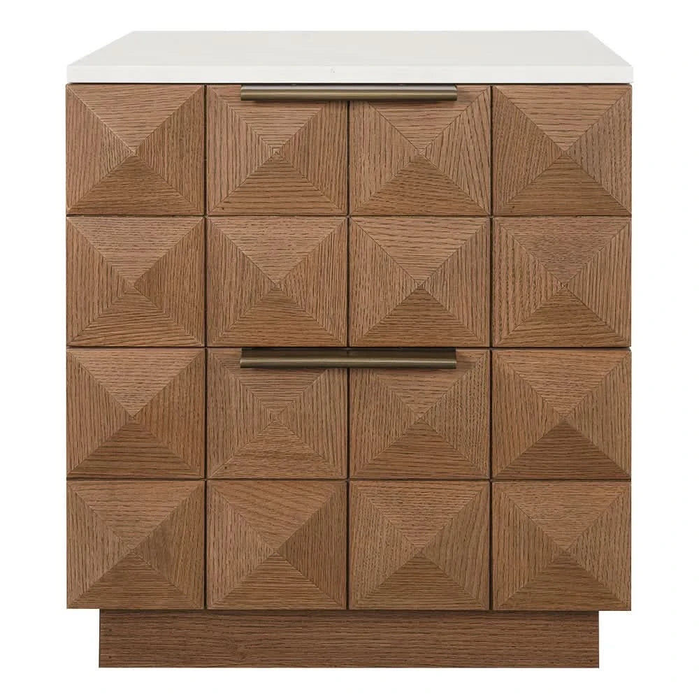 HAMPSHIRE WHITE MARBLE /WALNUT 2-DRAWER BEDSIDE TABLE - MyChocolateWood
