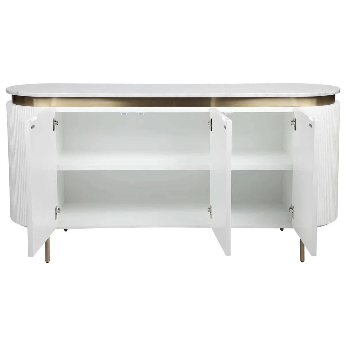 DENEUVE 3 DOOR BUFFET/SIDEBOARD WHITE WITH CARRARA MARBLE TOP - MyChocolateWood
