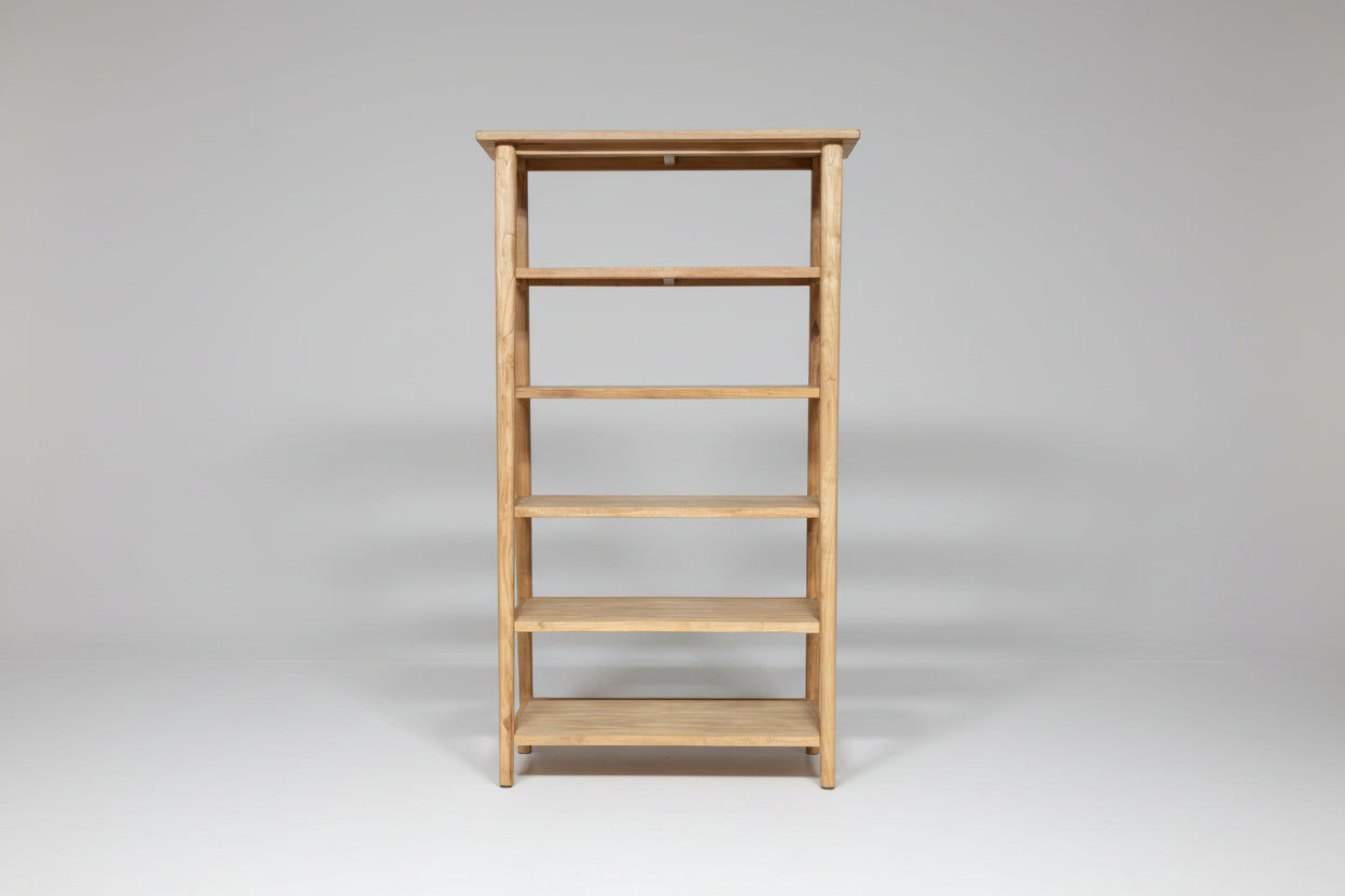 FITAN SOLID OAK WIDE 5-SHELF BOOKCASE BOOKSHELF/DISPLAY SHELVES - MyChocolateWood