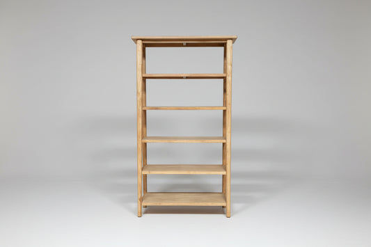 FITAN SOLID OAK WIDE 5-SHELF BOOKCASE BOOKSHELF/DISPLAY SHELVES - MyChocolateWood